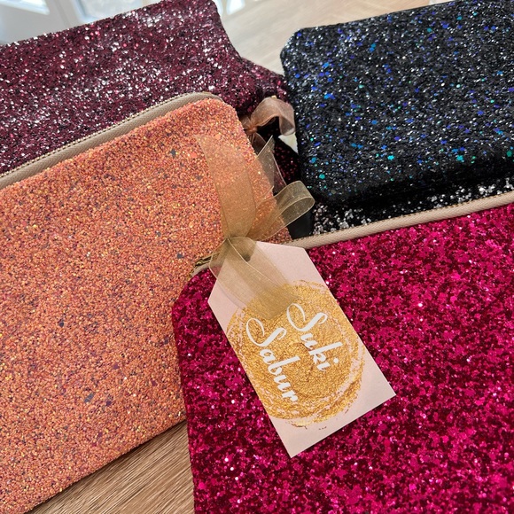 Handcrafted! 🤩Gorgeous Steel Silver Glitter Makeup Bag or Evening Clutch - Picture 8 of 12